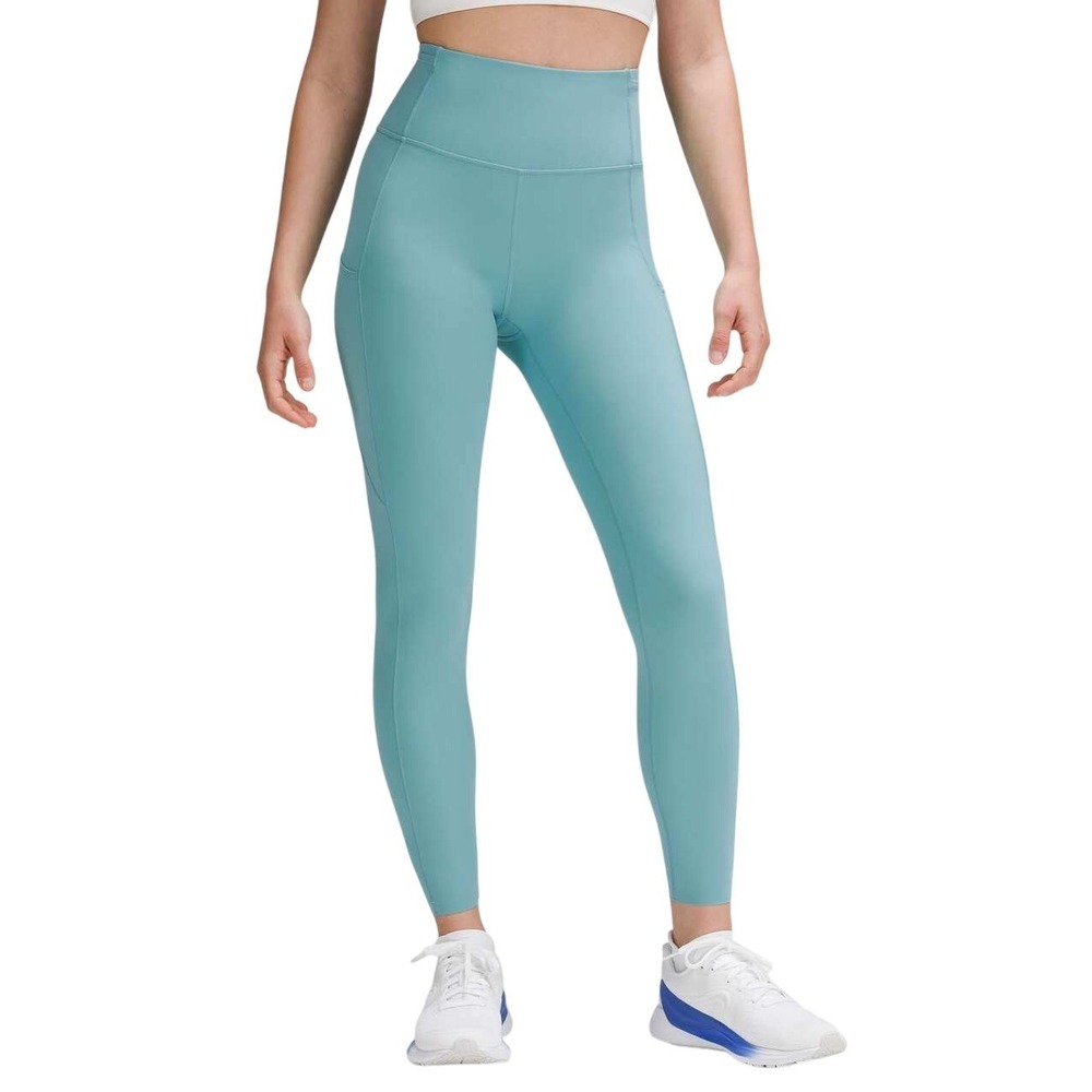 Lululemon Women's Tidal Teal Fast and Free High Rise 25" Pockets Tight Size 4